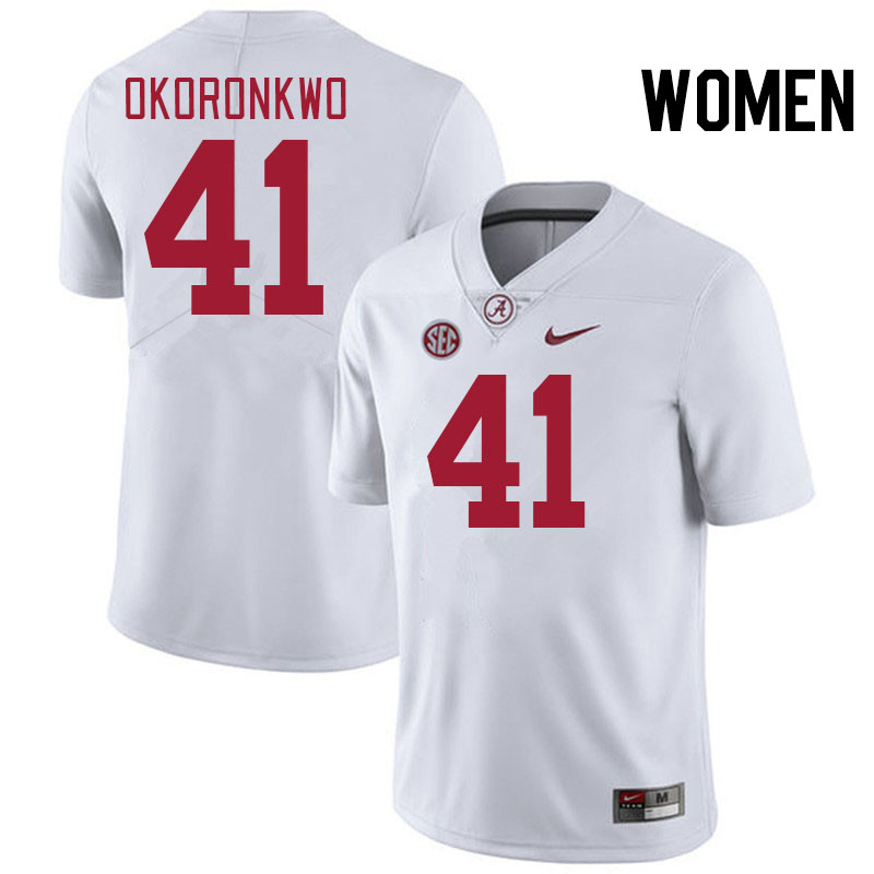 Women #41 Justin Okoronkwo Alabama Crimson Tide College Football Jerseys Stitched-White